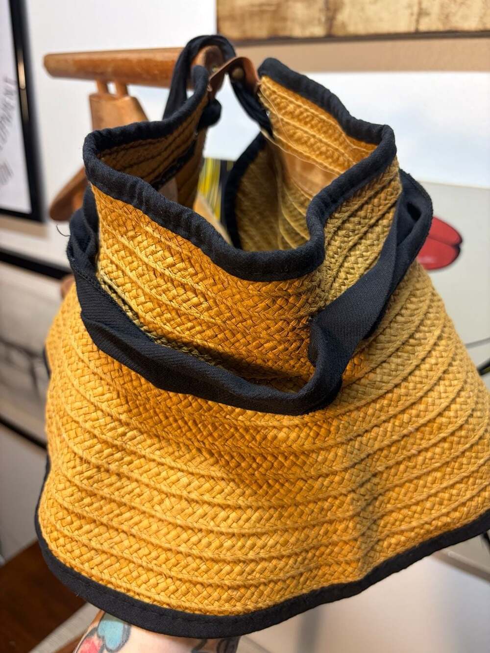 Tahari Straw Sun Visor One Size Fits Most Paper Blend